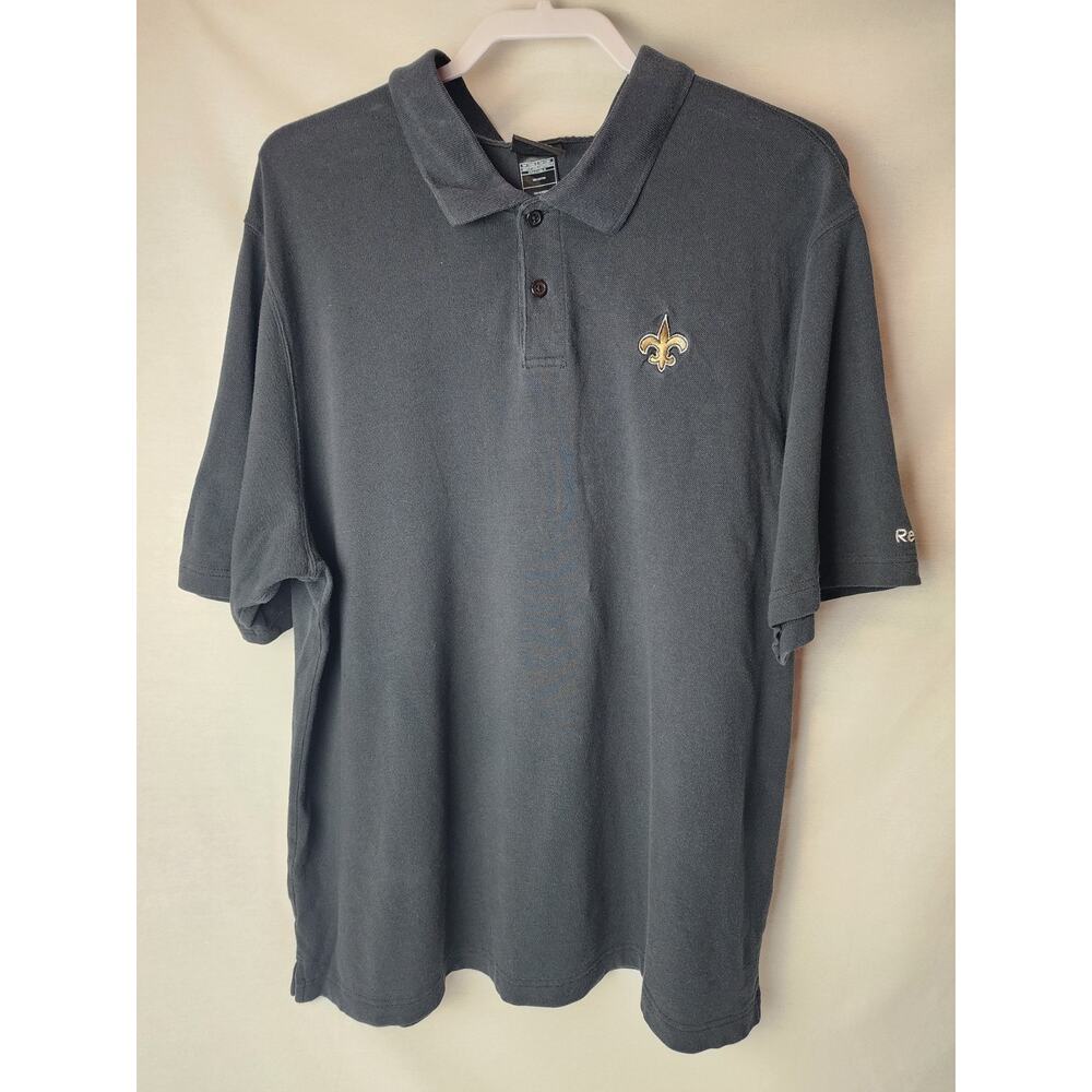 Reebok NFL New Orleans Saints Mens XL Short Sleeve Black Polo Shirt Extra Large - Picture 2 of 11